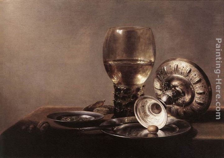 Pieter Claesz Still Life with Wine Glass and Silver Bowl